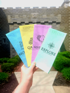 Vacation Unplugged Passports in front of Castle